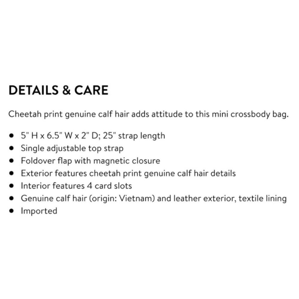 Aimee Kestenberg Women’s Braodway Mini Purse Calf Hair Cheetah - Picture 2 of 6